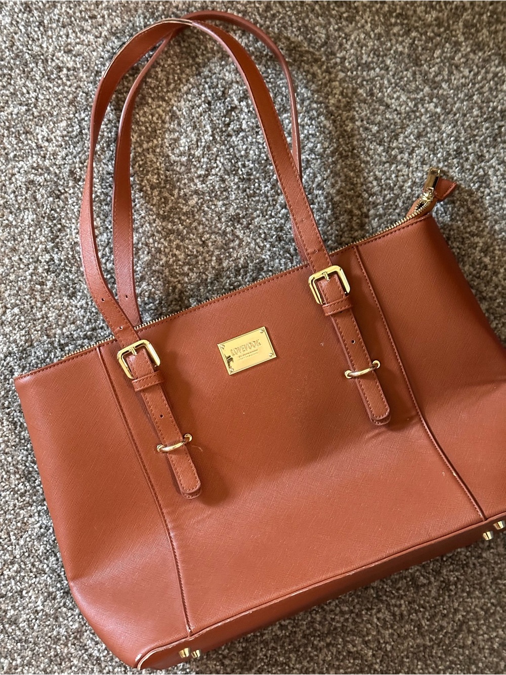 Target Women's Laptop Tote in Saddle Brown with Gold Hardware